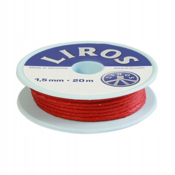 JUZING WOSKOWANY CZERWONY Nić Żeglarska LIROS 1,5mm x 20M - MADE IN GERMANY
