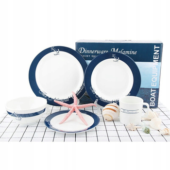 ZESTAW NACZYŃ OBIADOWYCH Z MELAMINY 20 SZT NAUTICAL 11091