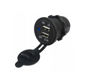 GNIZDO OKRĄGŁE PODWÓJNE USB ŁADOWARKA 2X USB 12V - JACHT AUTO KAMPER