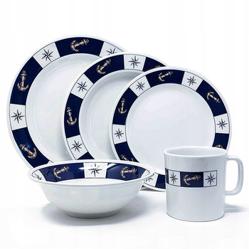 ZESTAW NACZYŃ OBIADOWYCH Z MELAMINY 20 SZT MARINE CLASSIC 10100