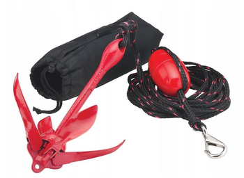 KOTWICA SKŁADANA 0,7 kg POWLEKANA Z LINĄ, KARABIŃCZYKIEM I ETUI 01-32027